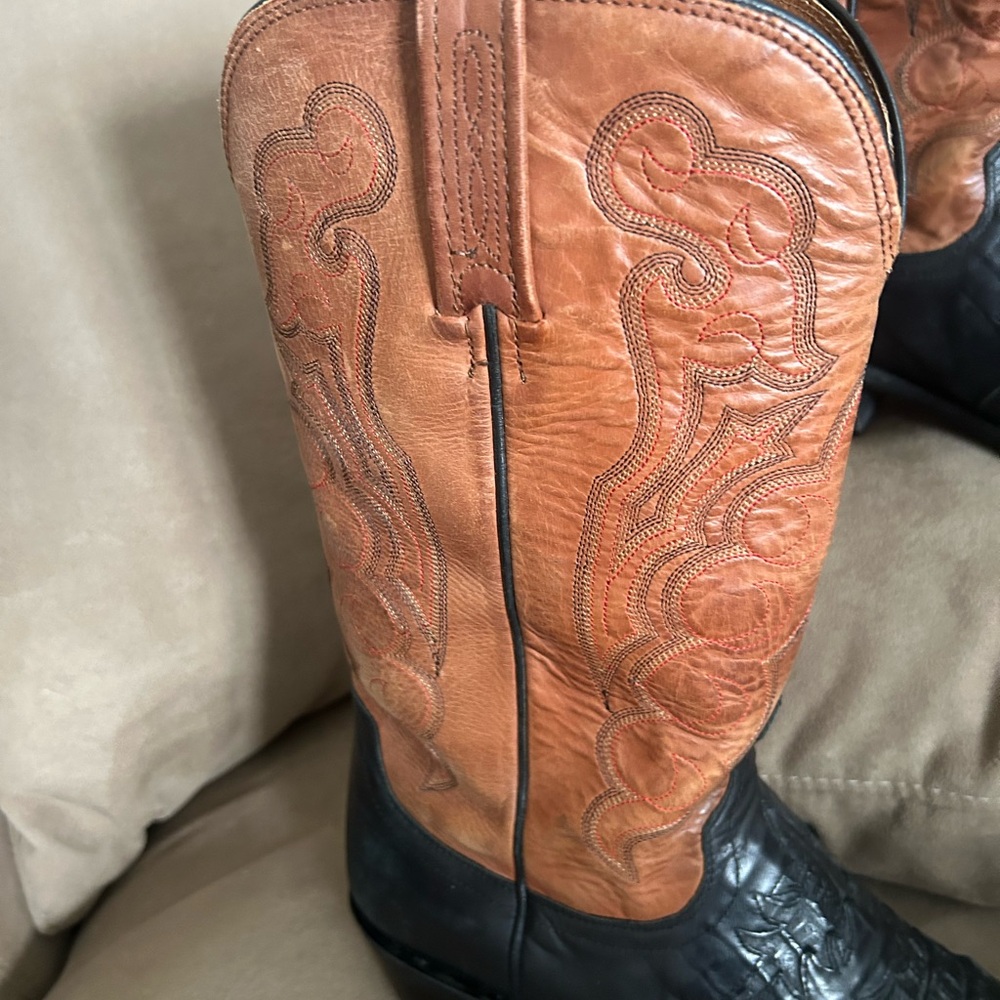 Lucchese Caiman Crocodile exotic leather skin boots. 10 D - Picture 3 of 16
